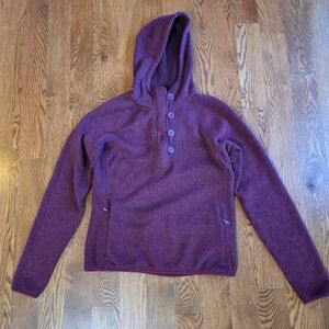 The North Face Crescent Sunshine Burgundy Pullover Quarter‎ Button Hoodie Sz L